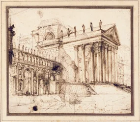 O Pórtico e a Fachada de um Elaborado Edifício Neoclássico