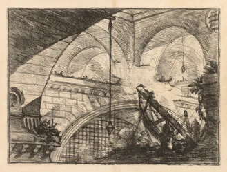 As prisões: uma série de galerias com montagem de vigas em forma de guindaste, 1745-1750.