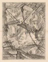 As prisões: um imenso interior com uma ponte levadiça, 1745-1750.