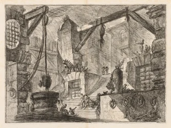 As prisões: Colunata Interior com uma escada larga, 1745-1750.