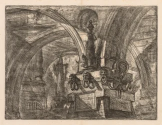 As prisões: arcos redondos saltando de uma coluna quadrada, 1745-1750.