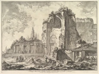O Templo de Vênus e Roma erroneamente chamou Templo do Sol e Luna Veduta degli ..., ca. 1759