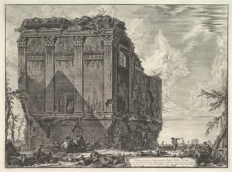 O chamado Templo de Salus, no caminho para o antigo templo de Albano, comumente chamado ..., ca. 1763