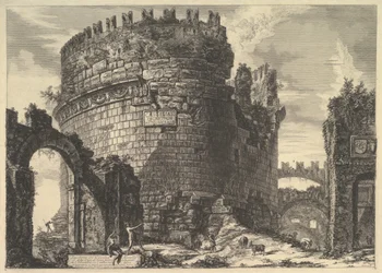 O túmulo de Caecilia Metella, do Vedute di Roma Views Romanas, ca. 1762