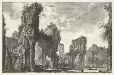 Thermen de Caracalla em Roma Ruínas de Sisto, ou ambos do grande salão das Termas Antoninas (título no objeto) Gezichten op Rome (título da série) Vistas de Roma projetadas e gravadas pelo arquiteto Giambattista Piranesi Ve (nez) iano (título da série)
