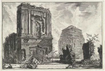 Tombes van Licinianus Piso em Cornelius familie langs da Via Appia Gezichten op Rome (título da série) Vistas de Roma projetadas e gravadas pelo arquiteto Giambattista Piranesi Ve (nez) iano (título da série)