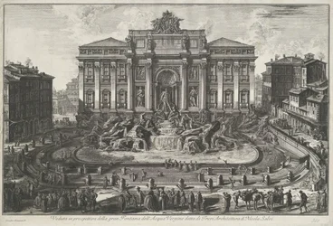Trevifontein te Roma Vista em perspectiva da grande Fontana dell