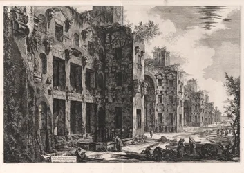 Vista dos restos superiores das Termas de Diocleciano em Santa Maria degli Angeli [interior do Frigidarium: parede sul], de Vedute di Roma (Vistas de Roma)