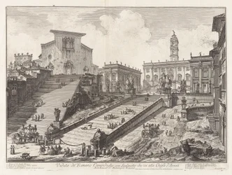 Vista do Campidoglio Romano com escada que vai