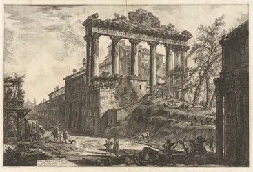 Veduta del Tempio detto della Concordia (Vista do chamado Templo da Concórdia [o Templo de Saturno com o Arco de Septímio Severo em primeiro plano à direita]), de Vedute di Roma (Vistas de Roma)