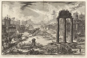 Veduta di Campo Vaccino (Vista do Campo Vaccino [Fórum Romano com o Templo de Castor e Pollux à direita]), de Vedute di Roma (Vistas de Roma)