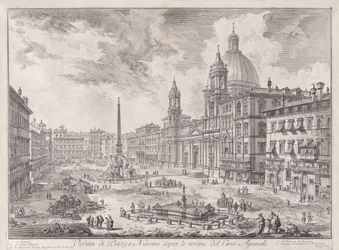 Vista da Piazza Navona sobre as ruínas do Circo Agonal, de Vedute di Roma (Vistas de Roma)