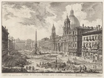 Vista da Piazza Navona sobre as ruínas do Circo Agonal (Vista da Piazza Navona sobre as ruínas do circo de Domiciano), de Vedute di Roma (Vistas de Roma)