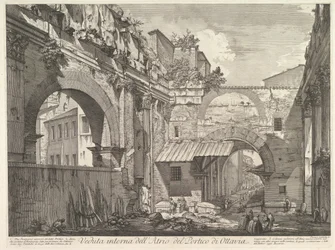 Vista interna do átrio do pórtico de Ottavia Vista interna do átrio do porto, 1760.