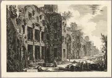 Vista dos restos visíveis das Termas de Diocleciano em S. Maria degli Angeli, de Vistas de Roma