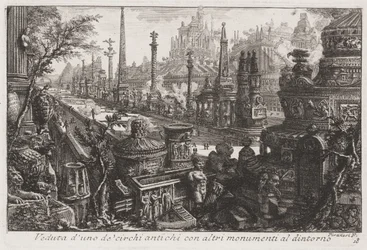 Vista de um antigo circo com outros monumentos dentro, c.1760 (gravura)