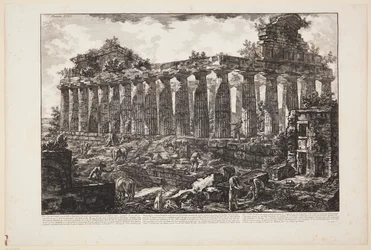Vista de outro templo na cidade de Paestum, que se crê comummente ter sido dedicado a Juno [...]