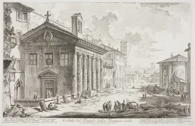 Vista do Templo de Fortuna Virilis, atual igreja armênia de S. Maria Egizziaca, c.1760-78 (gravura)