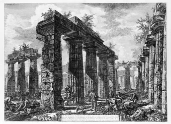 Vista dos Templos de Paestum (litho)
