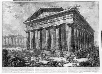 Vista dos Templos de Paestum (litho)