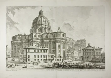 Vista do exterior da Basílica de São Pedro no Vaticano, a partir de Views of Rome