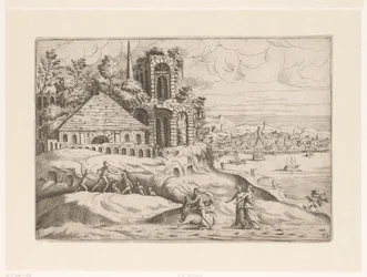 Paisagem com ruínas antigas e o Colosso de Rodes Paisagens com ruínas (título da série)