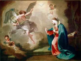 A Anunciação Pintura de Giambattista (Giovanni Battista) (Giovanni Battista) Pittoni (1687-1767)
