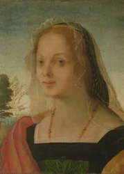 Retrato de uma jovem garota (tempera no painel)