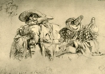 Um negociante oriental de jóias e dois comerciantes europeus, 1752-1753, 1928