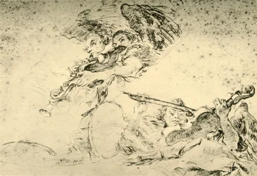 Anjos tocando instrumentos musicais, c1755, 1928