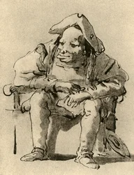 Caricatura de um homem sentado, meados do século XVIII, 1928