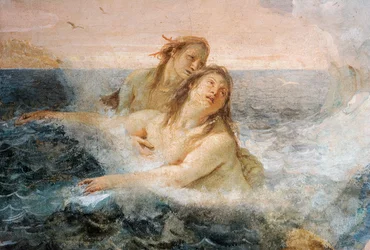 Detalhe de Thetis, de Thetis Consolando seu filho Aquiles, da Sala da Ilíada na Palazzina, 1757