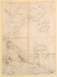 Desenho, Dois esboços de deuses do rio, ca. 1750