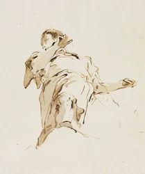 Figura masculina vista de baixo, c. 1740s.