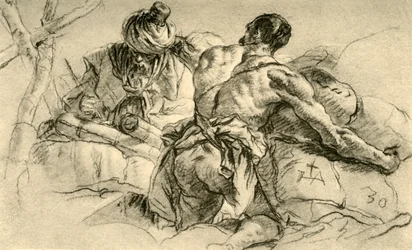 Mercadores orientais com fardos de mercadorias, 1753, 1928