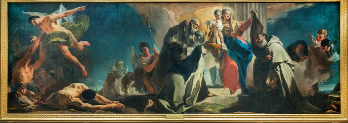 Nossa Senhora do Carmelo entre os santos Simão Stock, Teresa de Ávila, Albert de Vercelli, o profeta Elias e as almas do purgatório, 1745