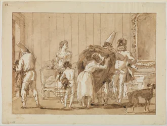 Punchinello como costureira, c.1800