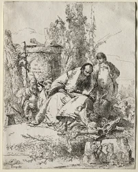 Scherzi: mágico sentado, rapaz e quatro figuras, 1735-40