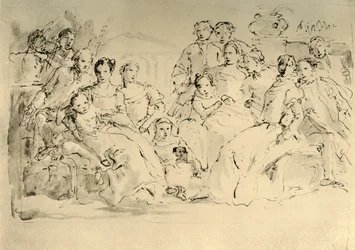Esboço para um retrato de grupo, meados do século XVIII, 1928