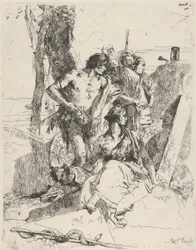 A descoberta do túmulo de Punchinello, do Scherzi, ca. 1743-50.