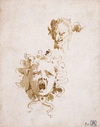 A cabeça de Medusa e a cabeça de um sátiro,