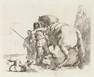 O cavaleiro de pé ao lado de seu cavalo, de Vari capricci (Vários caprichos)