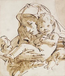 A Virgem e o Menino com o Menino São João, c1770. Artistas: Giovanni Battista Tiepolo, São João Evangelista.