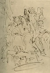 Duas mulheres, Eros e um soldado, meados do século XVIII, 1928
