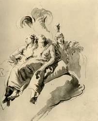 Duas moças e um soldado, meados do século XVIII, 1928