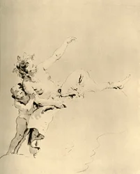 Mulher descansando nas nuvens e apoiada por um Cupido, meados do século XVIII, 1928