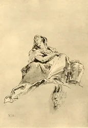 Jovem sentada, segurando um jarro ao lado, meados do século XVIII, 1928