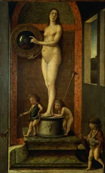 Alegoria de Prudência, ca. 1490, de Giovanni Bellini (1431-36 - 1516), óleo sobre painel, 32x22 cm