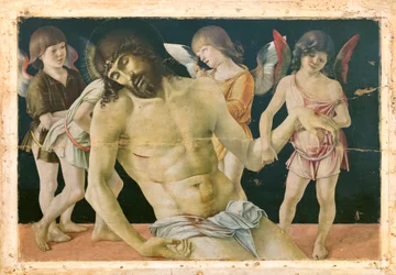 Cristo morto apoiado por anjos, c.1475 (óleo e têmpera sobre prancha de madeira)