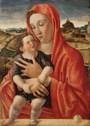 Alemão: Maria mit dem Kind, das auf einer Brüstung steht Madonna with Child